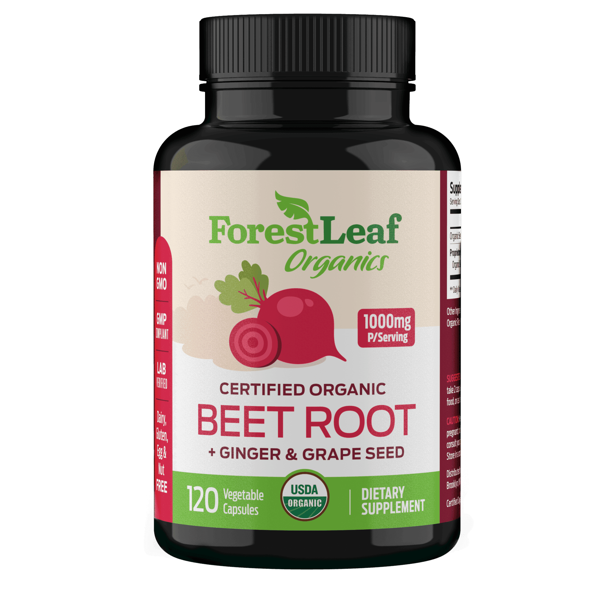 ForestLeaf - Organic Beet Root 1000mg | 120 Capsules